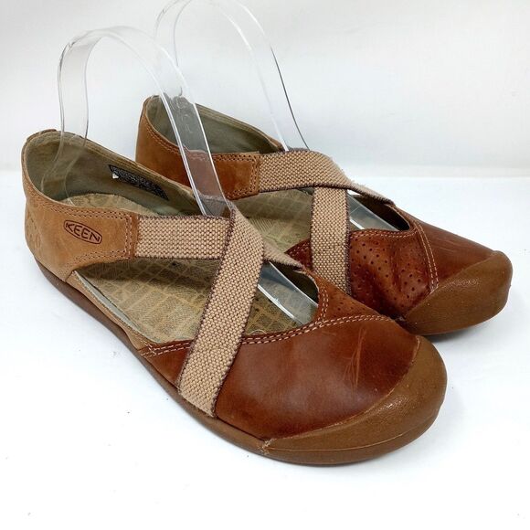 Keen Lower East Side Mary Jane Shoes Size 8.5 Leather Crossover Strap Slip On - Picture 2 of 9